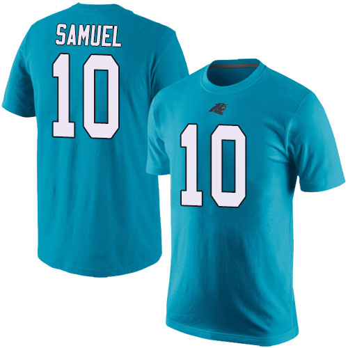 Carolina Panthers Men Blue Curtis Samuel Rush Pride Name and Number NFL Football #10 T Shirt